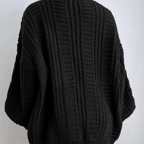 Black Womens Cable Knit Cardigan - Picture 3 of 4